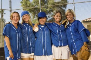 Teen Softball Players Posing Together